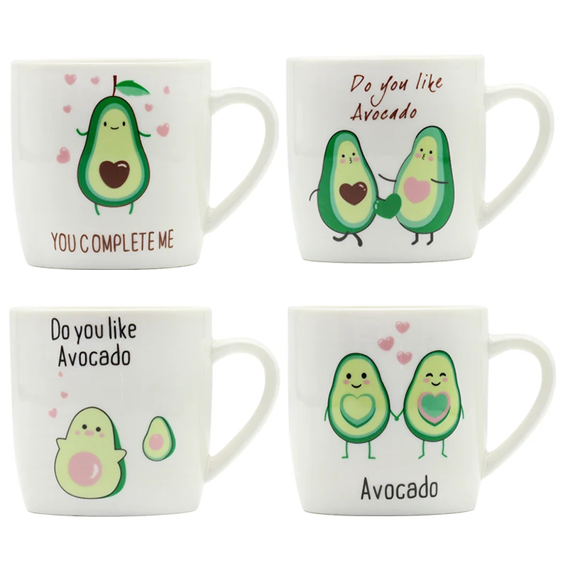 Breakfast Coffee Latte Pure Color Mugs Cute Avocado Creative Ceramic Mug With gift box