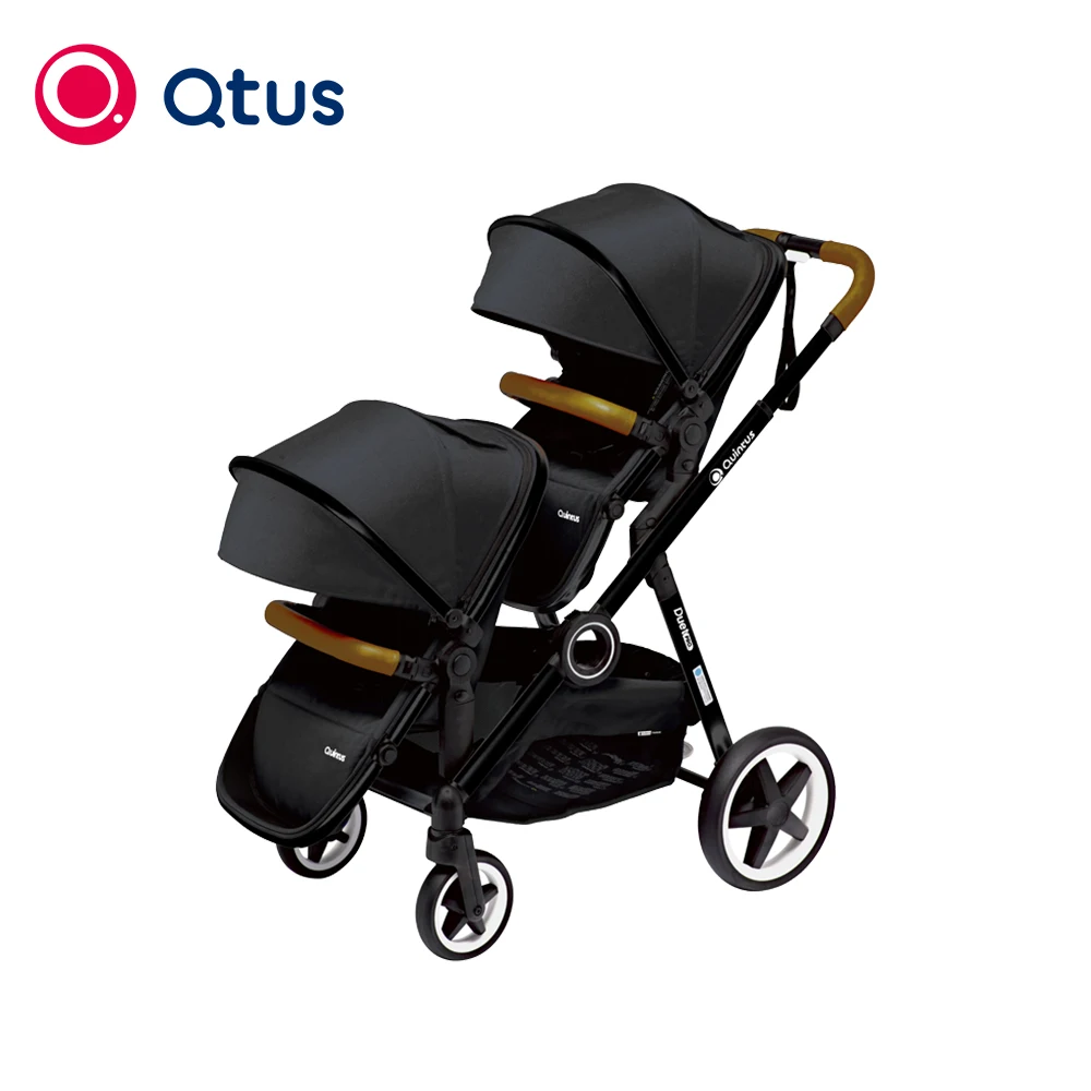 QTUS DuetPro, baby double stroller, Design for travel, Premium Suspension PU Wheels, High landscape, All-terrain