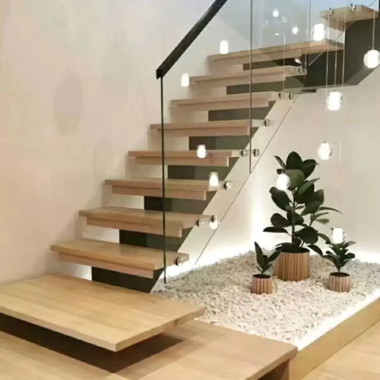 Оптовая продажа экономичный вариант алюминиевые дуговые плавающие лестницы с кабельными перилами одинарные Прямые Стальные и деревянные/стеклянные материалы