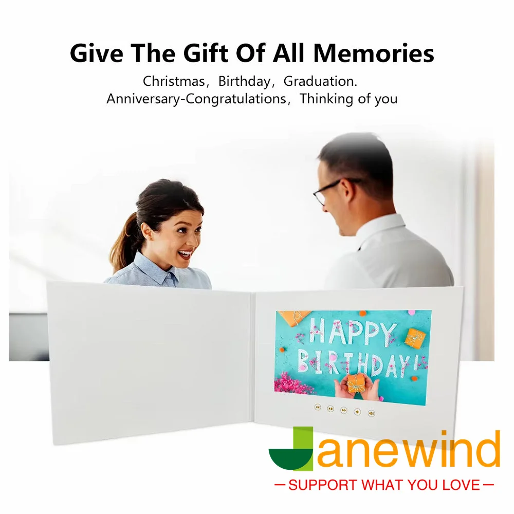 10.1 inch Screen video monitor booklet Blank White  Book Invitation Lcd Video Greeting Card for Valentine Mother Father day Gift