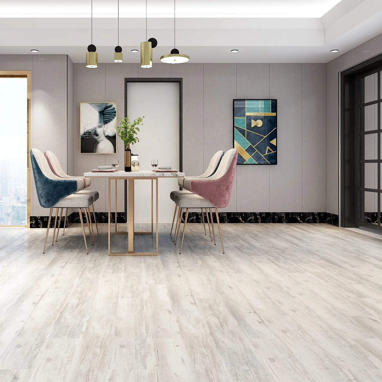 Luxury Waterproof SPC Click Tile Fireproof SPC Floor Covering Sample Free For Living Room