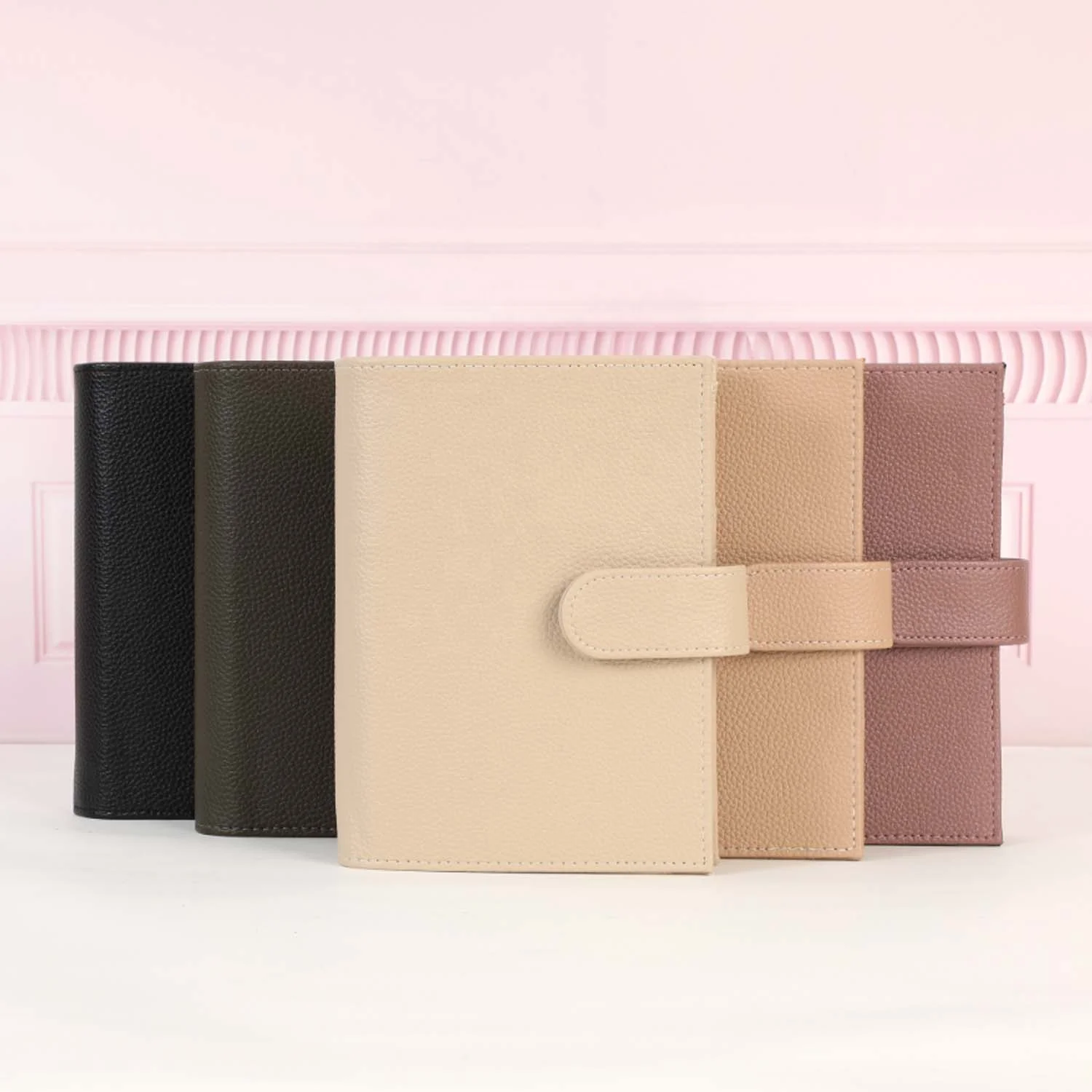 Hongbo Best Selling Christmas/Office/School Gift 13-Color Gold A6 Soft Litchi Leather Budget Binder Planner Wallet with Custom