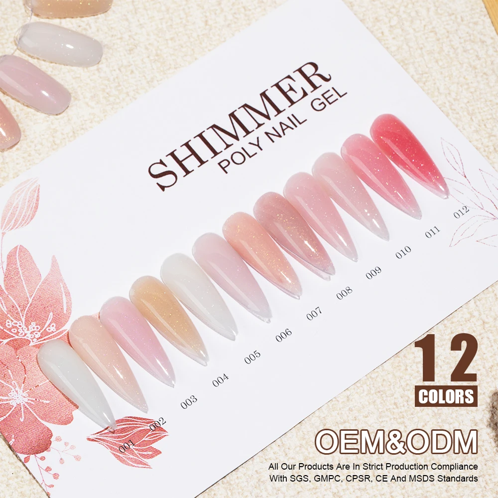 Kg for Sale Shimmer Poly Gel Extension 12 Colors Glitter Acrylic Bulk Builder Nail Polish