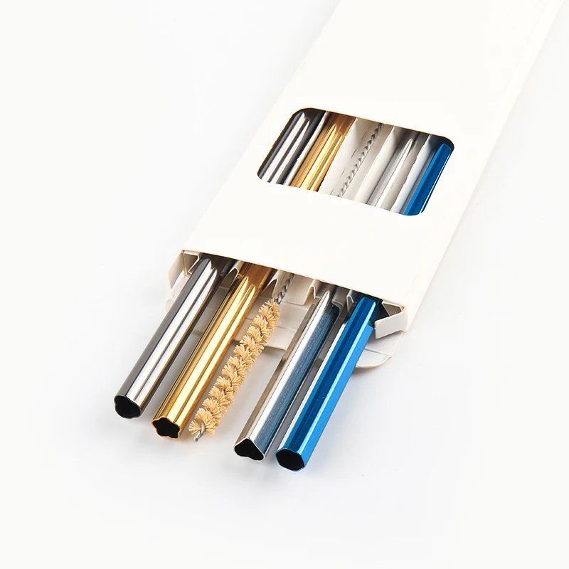 Hot Sale Reusable Metal Drinking Straws Stainless Steel 304 Heart Shape Straw Set With Cleaner Brush Custom Logo