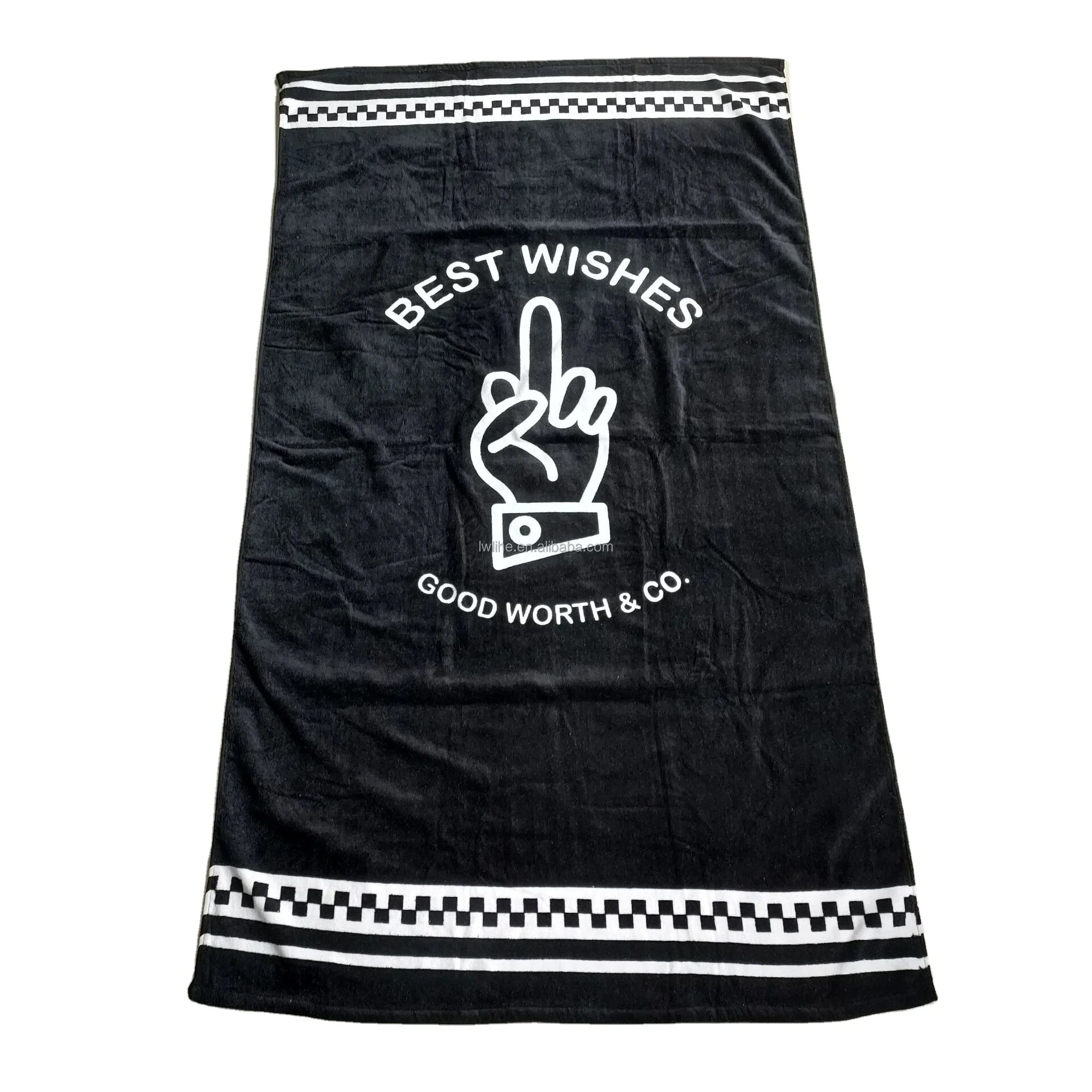 Organic quality oversized cotton beach towel xxl bulk 100% cotton custom thin organic cotton terry woven beach towel with logo