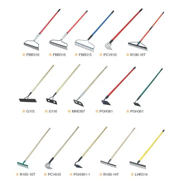 Buffalo PBR316XL High Quality 16 teeth Garden Tools Garden Lawn Leaf Rake with Fiberglass Handle