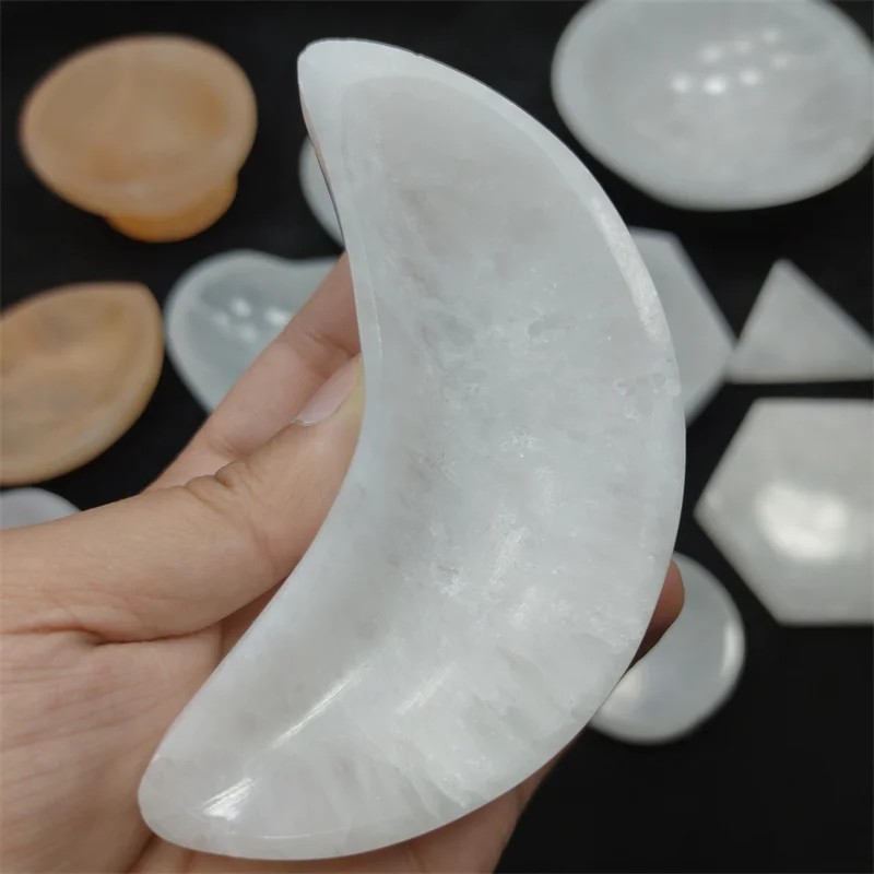 High Quality Natural Crystal Healing Stone Crystal Crafts Selenite Bowl