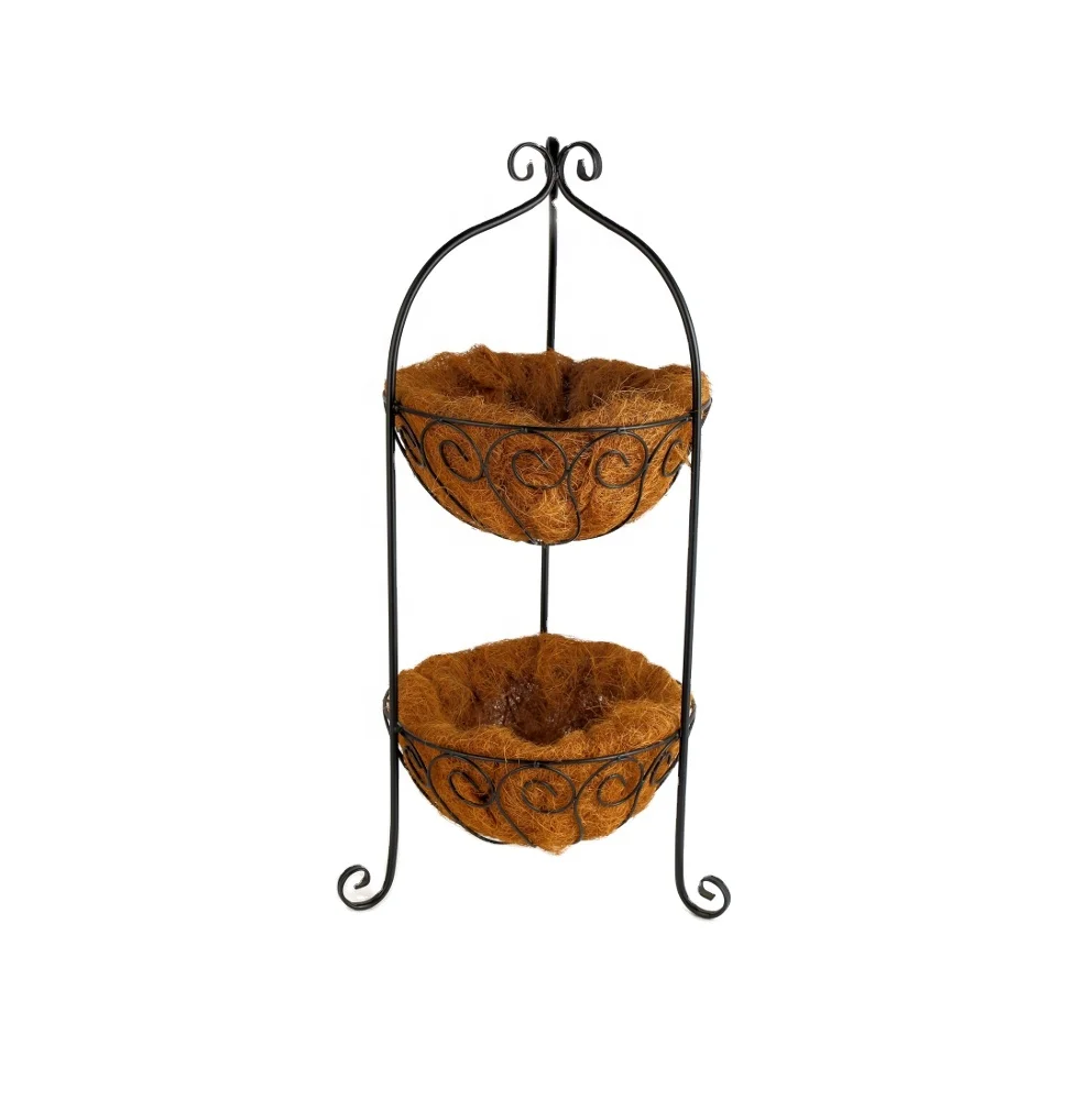 Металлическая настенная подвесная посадочная корзина с кокосовым вкладышем отлично подходит для комнатных и уличных растений