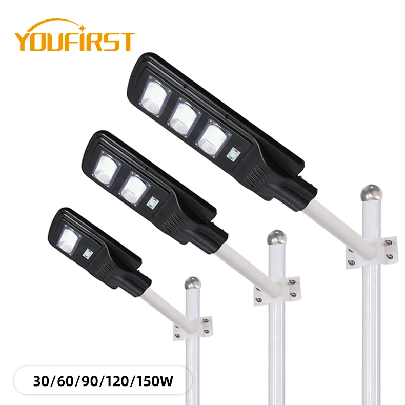 Factory Supply Cheap Price Photocell Lamp P65 Waterproof Outdoor 30 60 90 120 150 W Integrated All In One Led Solar Street Light