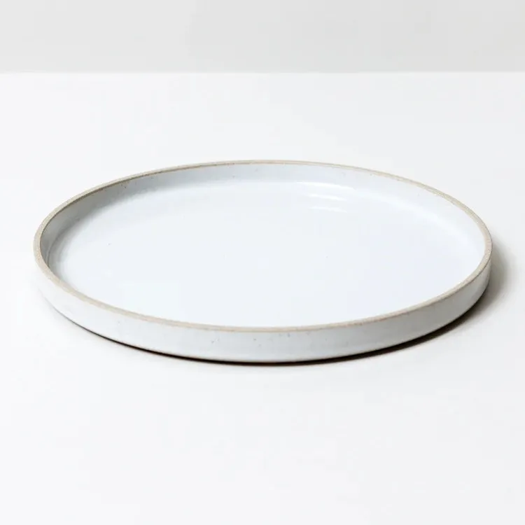 Optional size custom kitchen white round stoneware food platter serving dishes bread eating ceramic plate for restaurant