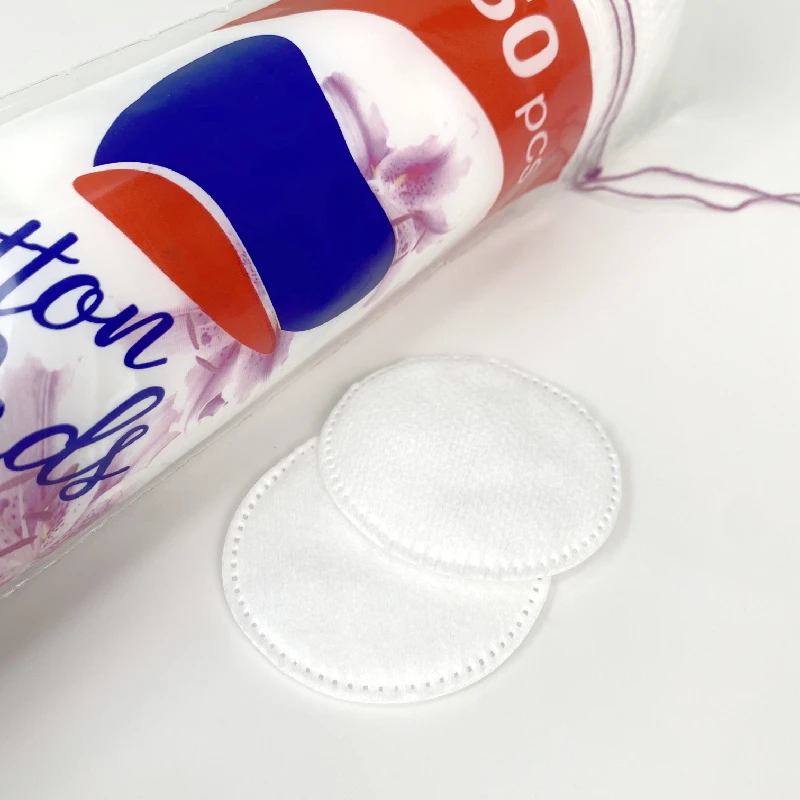 Hypoallergenic 100% Natural Cotton OEM Facial Pure Makeup Cotton Pad Embossing Cosmetic Cotton Round Pads