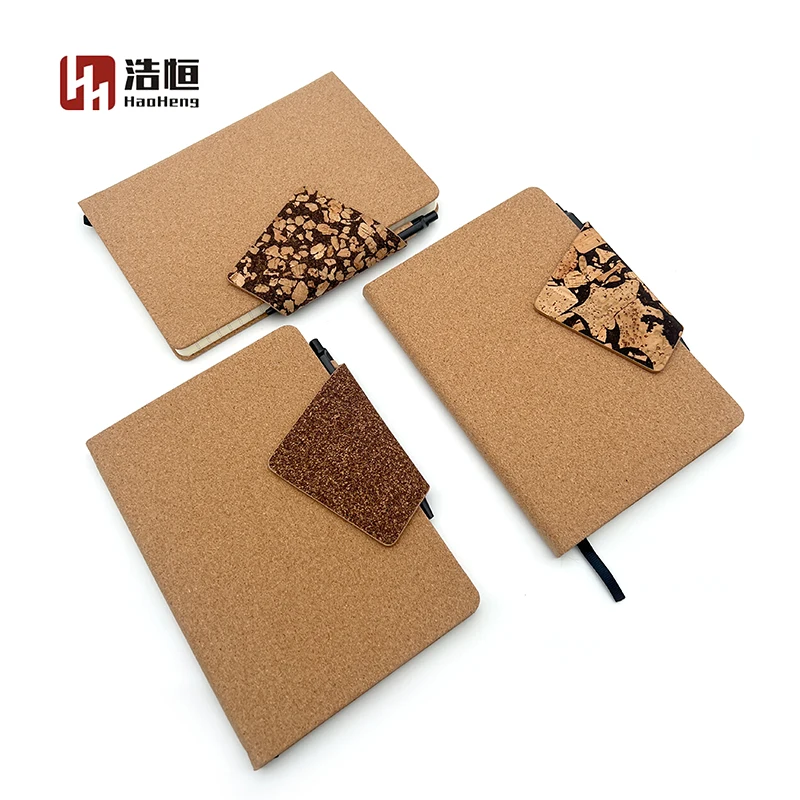 ECO Friendly Material Buckle Environmental Protection Notebook Coffee Cork Notebook for School and Business Office Gift Brown