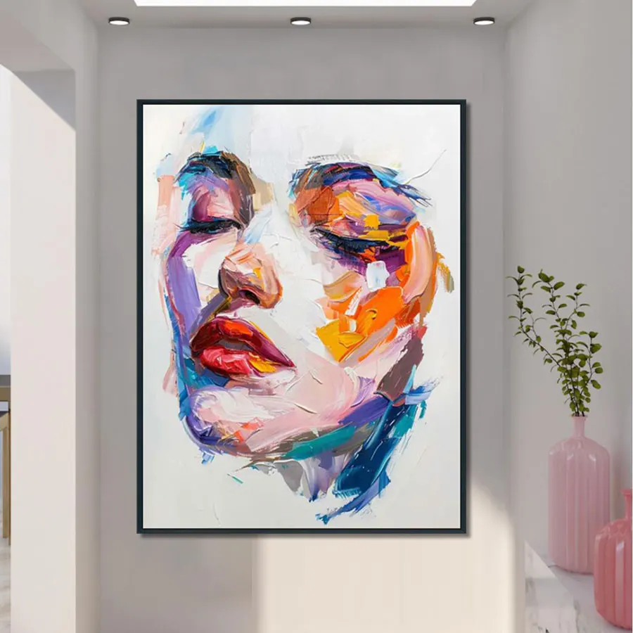 Original Art Modern Woman Canvas Oil Painting Handpainted Figure Portrait for Home Decor