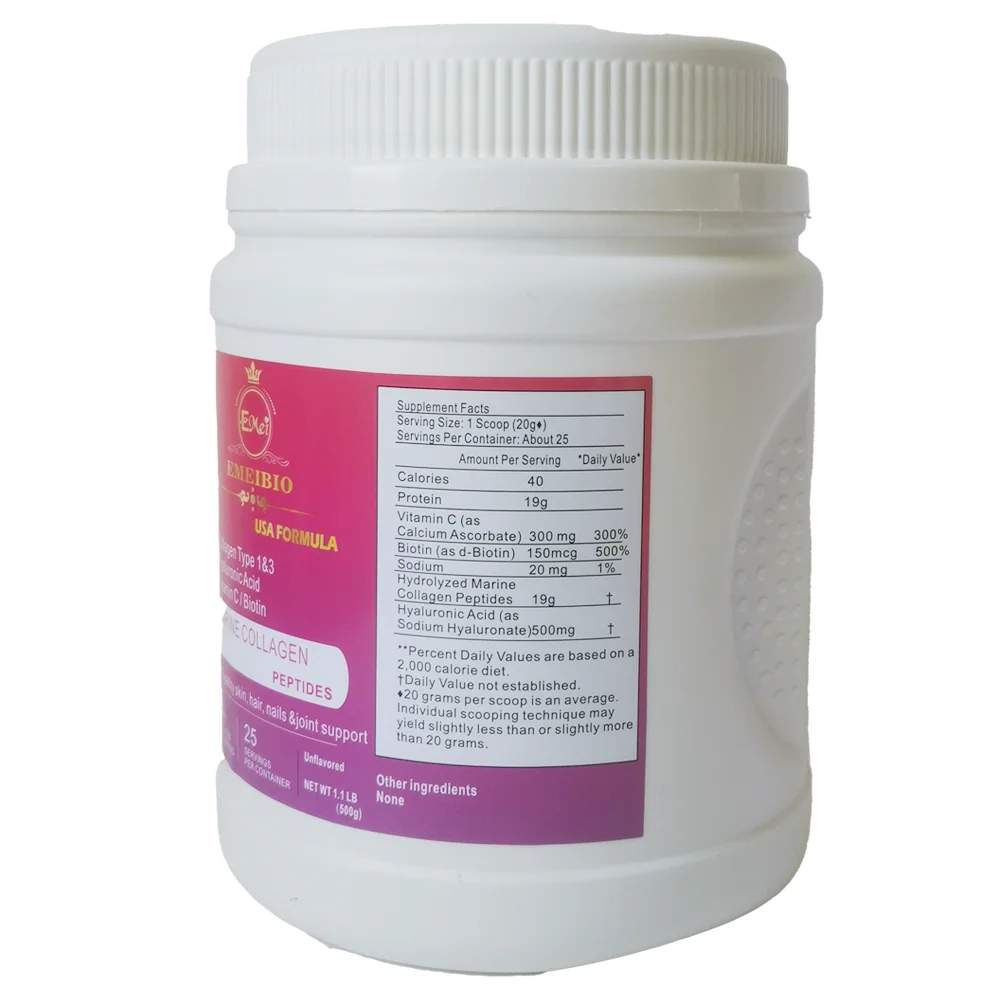 500g 1000g anti wrinkle anti aging collagen drinking powder skin care nail collagen powder with hyaluronic acid and vitamin c