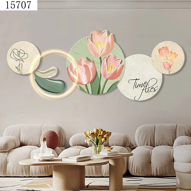 Room decoration items,  acrylic lotus diamond painting laser engraving crystal porcelain painting wall art home decoration