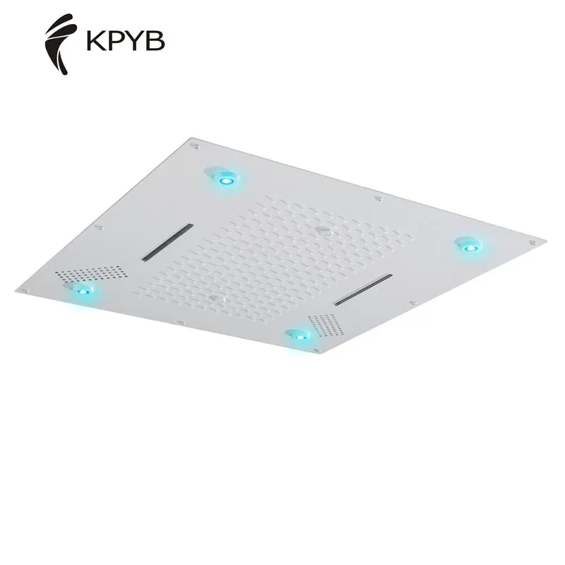 Music colorful ceiling rainfall waterfall shower head Romantic Feiyu SS304 rain shower with led light