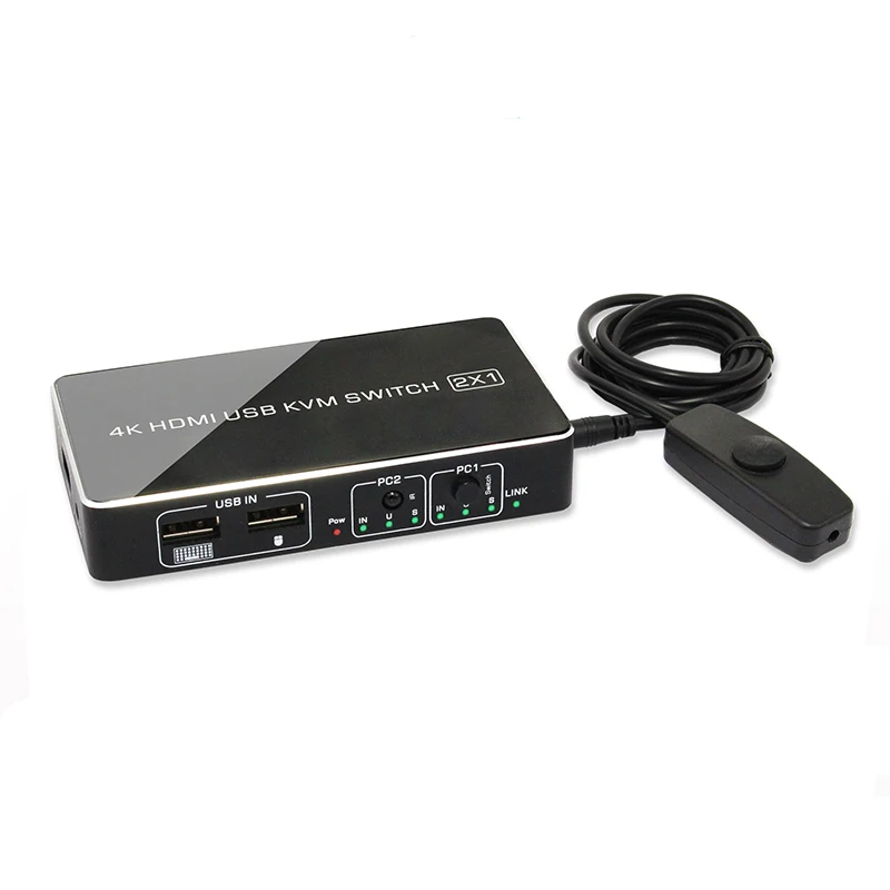 Factory OEM KVM Switch 2 ports usb2.0 Switch Kvm Switch Box for Computer keyboard mouse Monitor