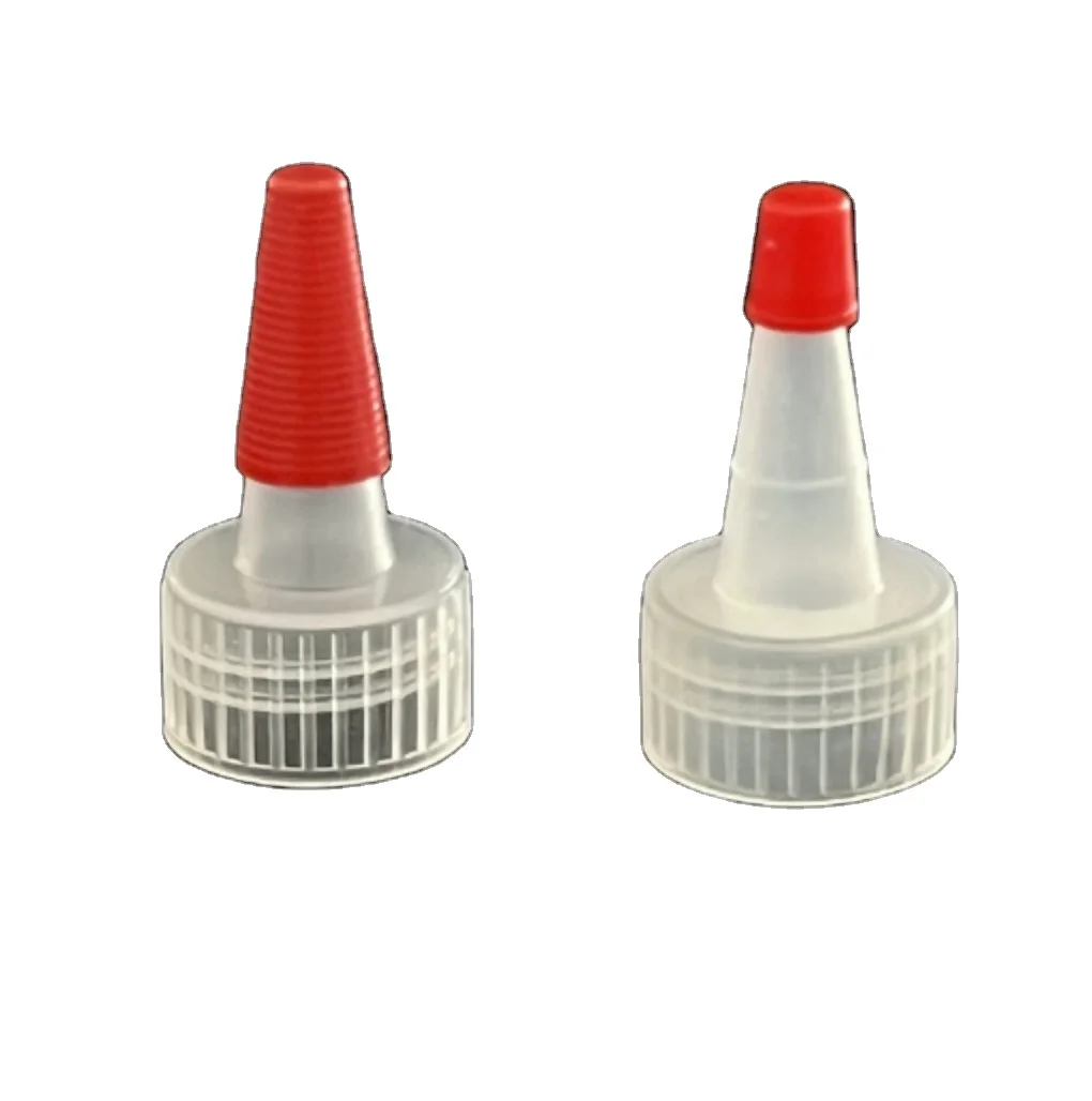 Customized colors 18 20 24 28 38mm lub oil spout cap glue chemical ink packaging dropper bottle point nozzle yorker cap