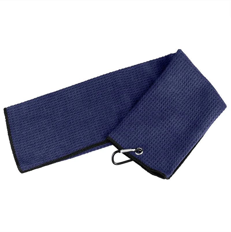 Heavy Duty Carabiner Clip Microfiber Fabric 3 Pack Tri-fold Waffle Golf Towels Custom Logo
