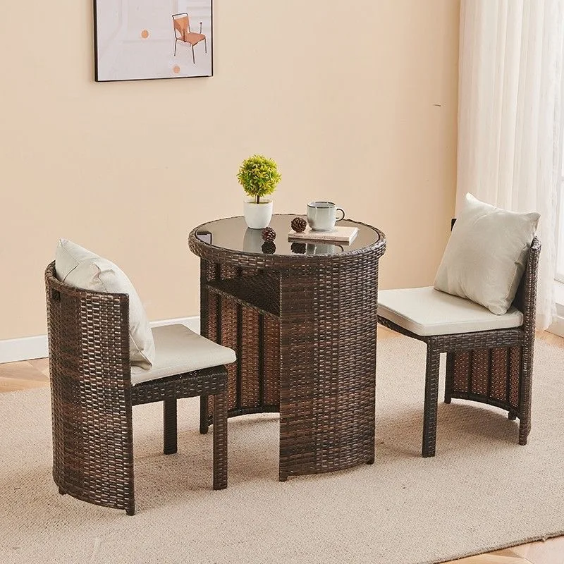 Balcony simple table and chair combination outdoor garden rattan leisure chair three-piece set