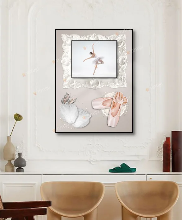 Girls Room Ballet Dance Pictures 3D Wall Decoration Bedroom Framed Canvas Wall Art Paintings