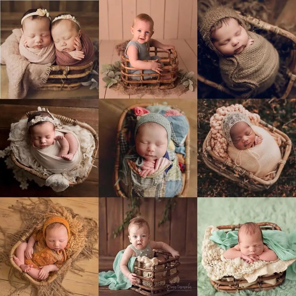 
1Set Newborn Photo Shooting Basket Children Baby Full Moon Photography Woven Baskets Hot baby newborn photography props 