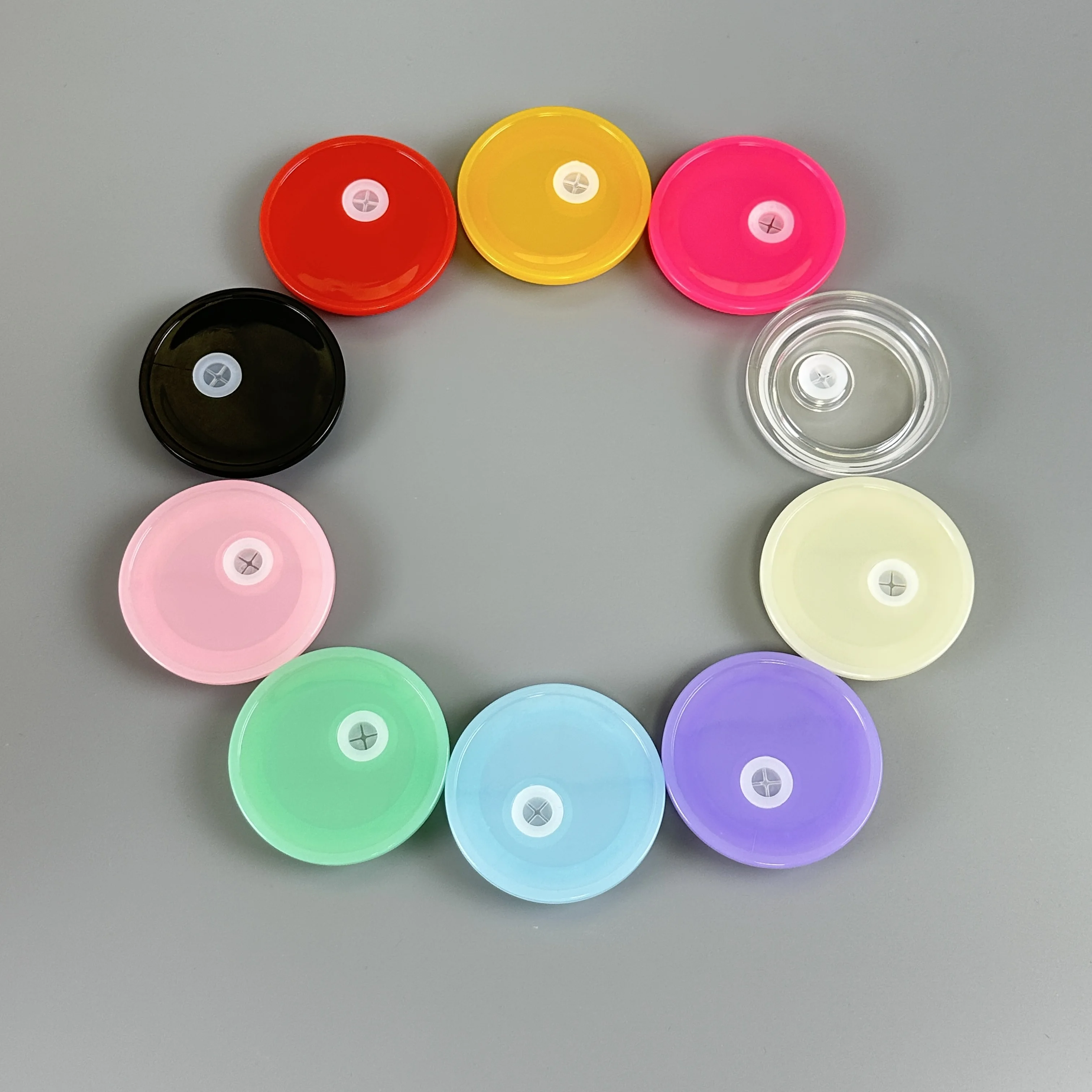 USA warehouse multicolour plastic pp Acrylic lid Wide Mouth clear 16oz glass can cups glass jars with lids Airtight Cover