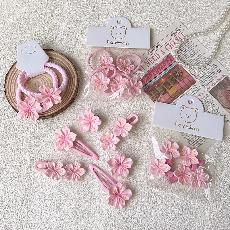 Factory direct sales are hot in spring and summer Cute Baby Peach hairpin New sweet pink flower one-line clip side hair clip
