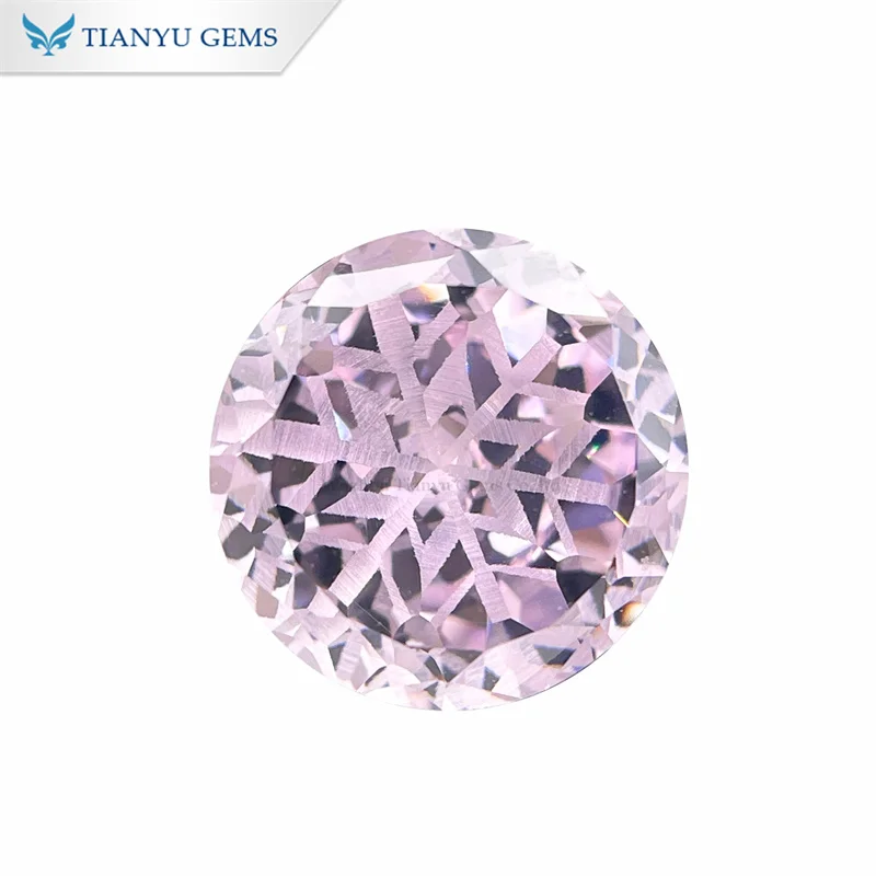 Tianyu gems private custom pink Round weaving cut cubic zirconia