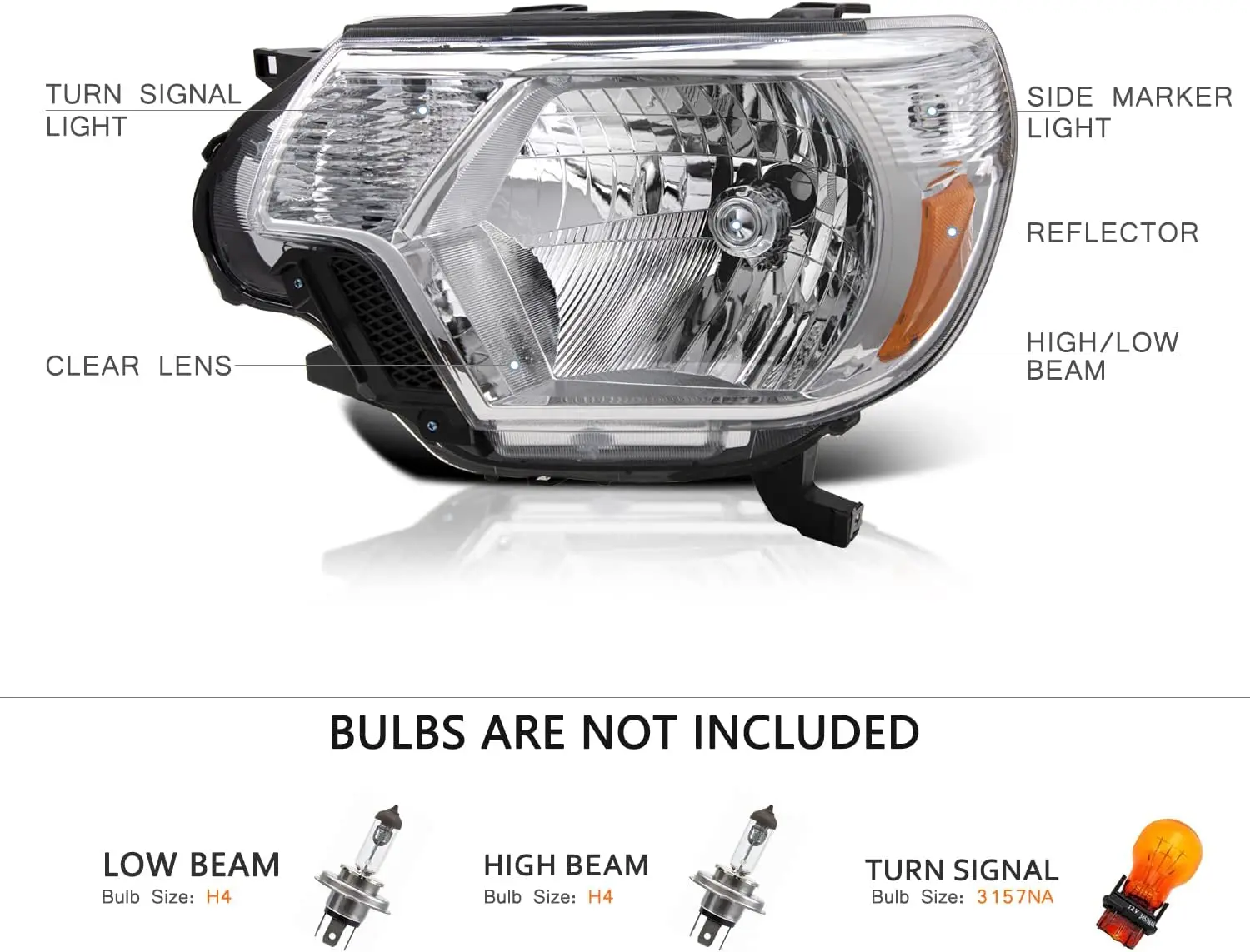 Car parts Halogen Headlamp LED DRL headlight For Toyota Tacoma 2012-2015 Chrome Head Lamp car Light TO2502213 81110-04180