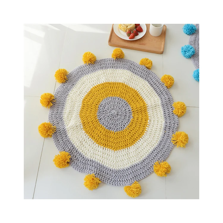 High quality 100% acrylic handmade Round 80cm mats with tassels For home decoration