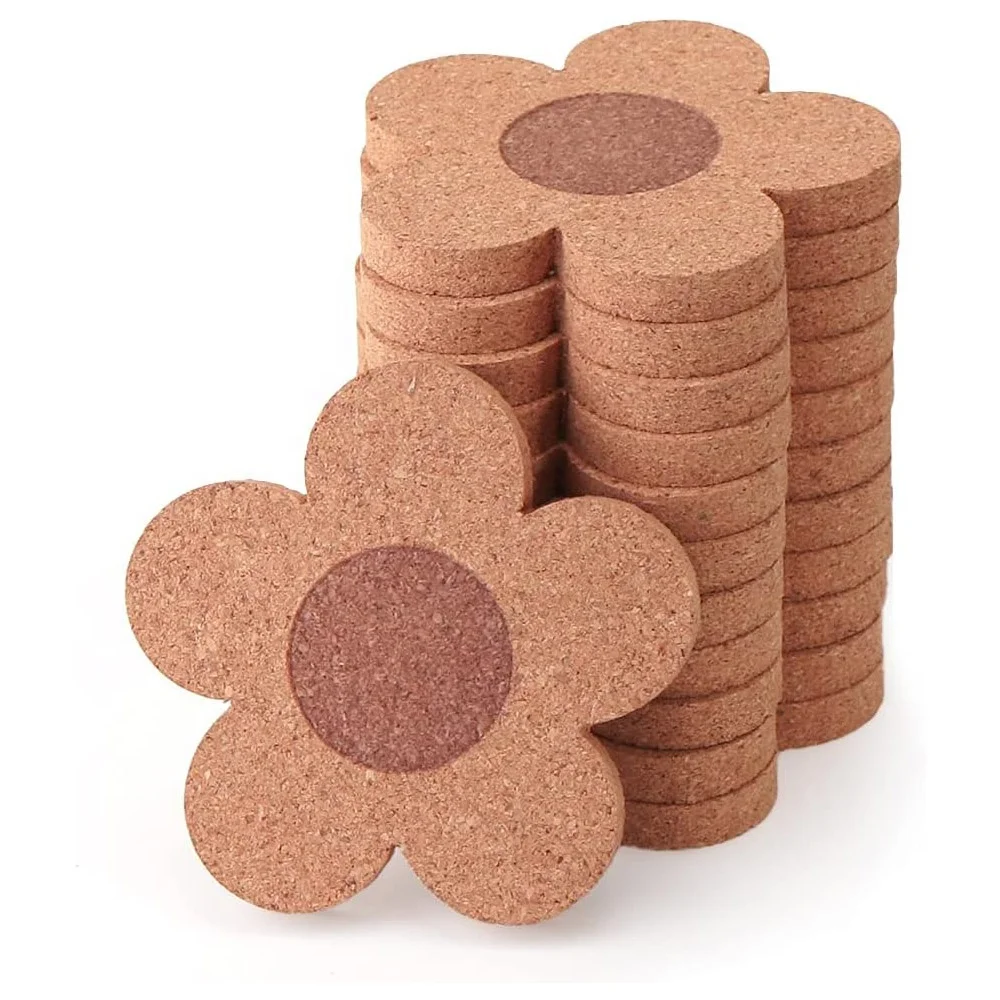 Eco Friendly Tea Cup Mat 9cm Cork Coaster Anti-Slip Flower Coaster Cork