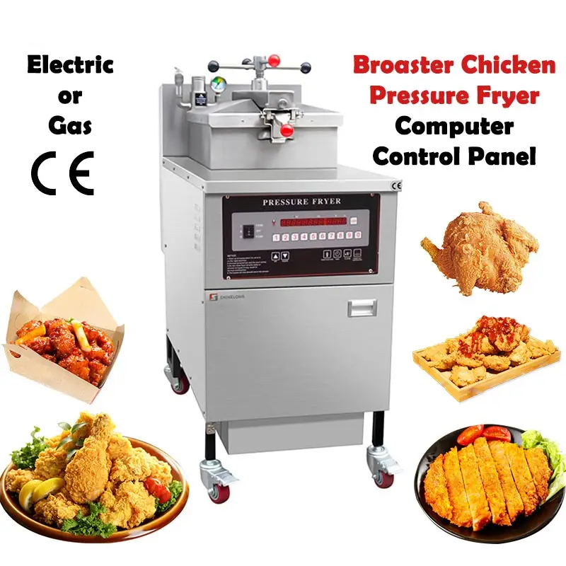 Commercial Electric/Gas Pressure Chicken Fryer with Computer Panel and Oil Filter System