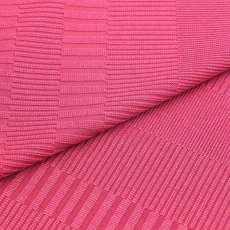 Woman tops fashionable custom spandex knitted rib knit jacquard fabric recycle fabric