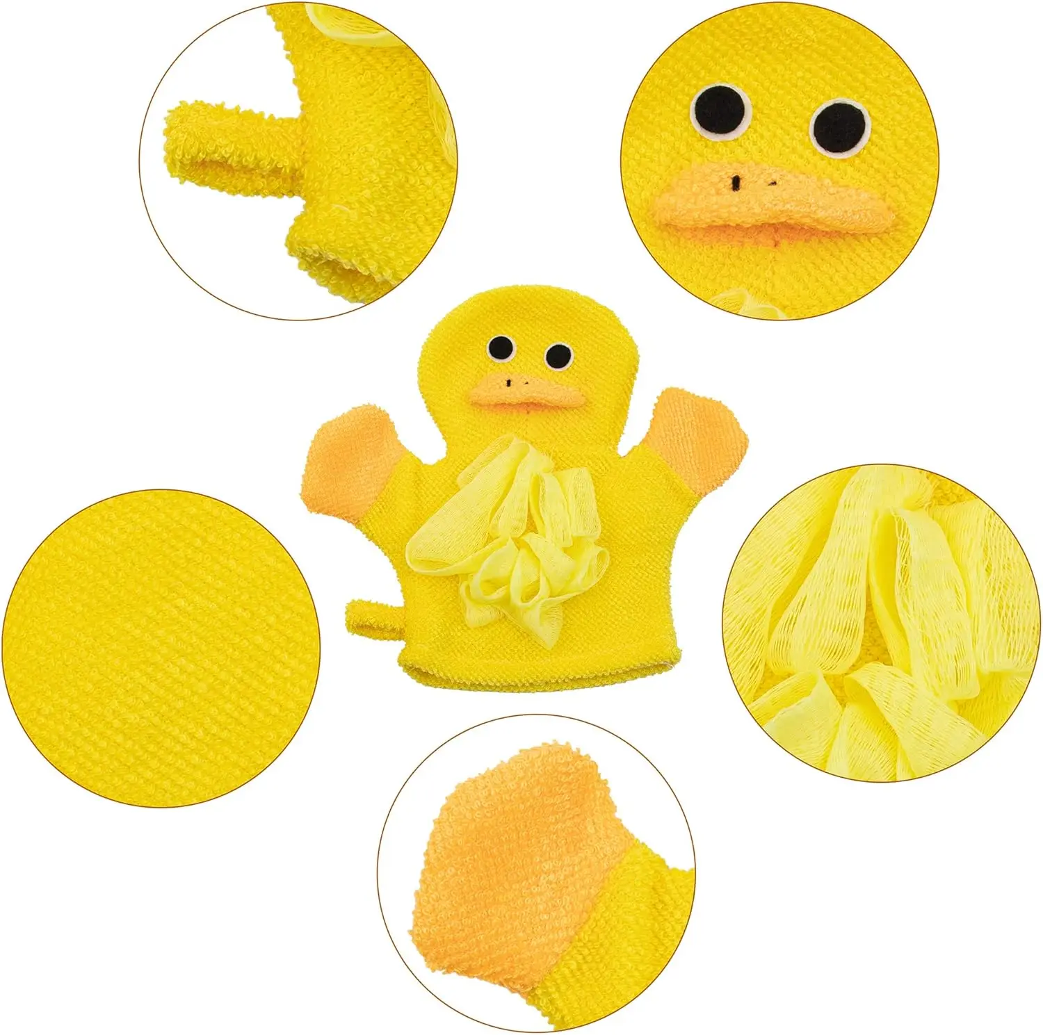 Custom Supplier Premium Cute Cartoon Showering Exfoliating Gloves Puppet Terry Cloth Bath Glove
