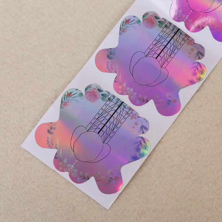 High quality Holographic Paper Nail form Custom LOGO Strong plastic nail forms for Acrylic nail