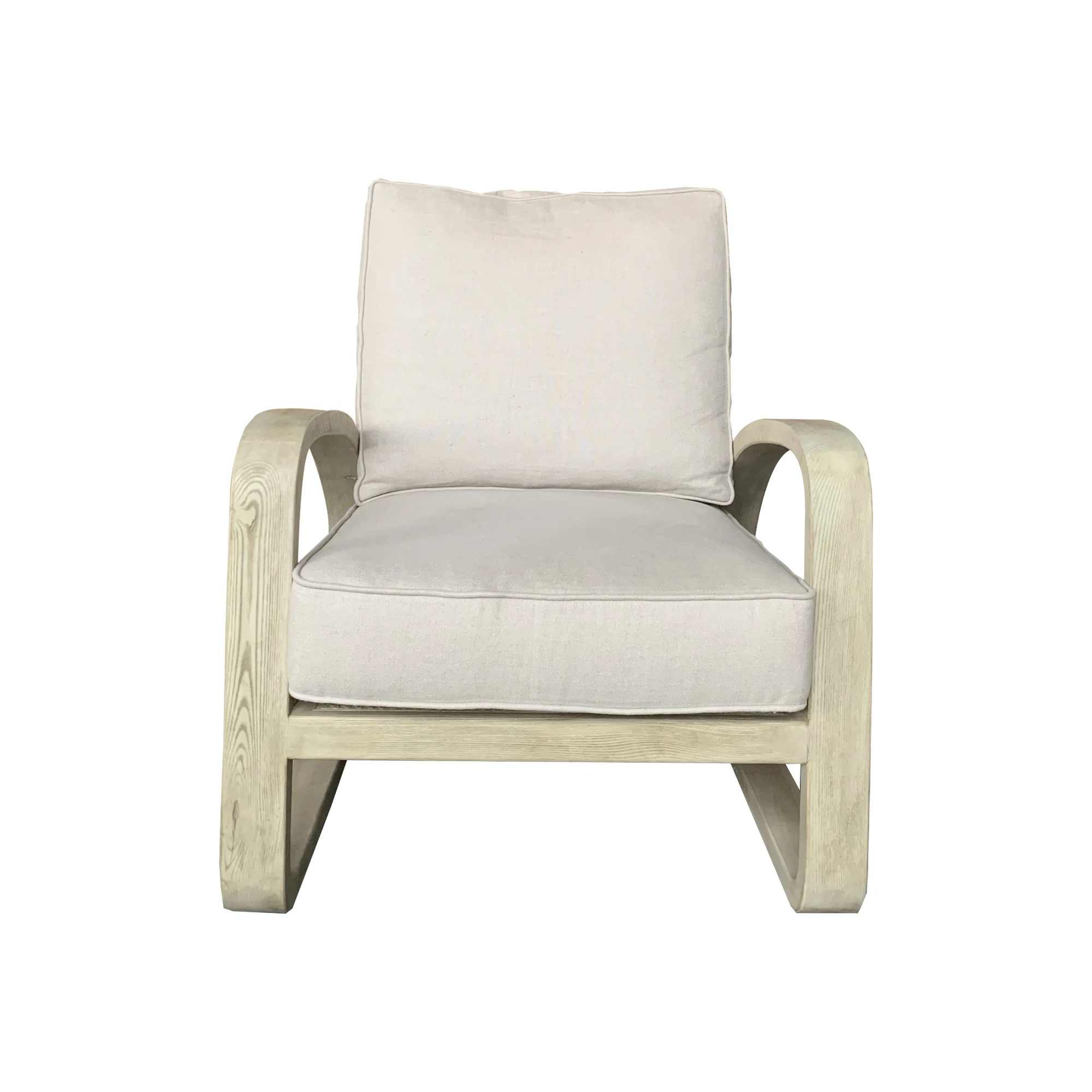 French Style Furniture Hand Carved Wooden Armchair Ash Frame Cane Seat and Back Chaise Lounge Leisure Chair with Cushions