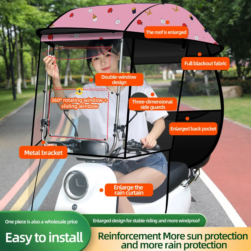 Best Seller New Poncho Electric Vehicle Polyester Sun Shade Rain Cover Motor Motorbike Scooter Motorcycle Umbrella