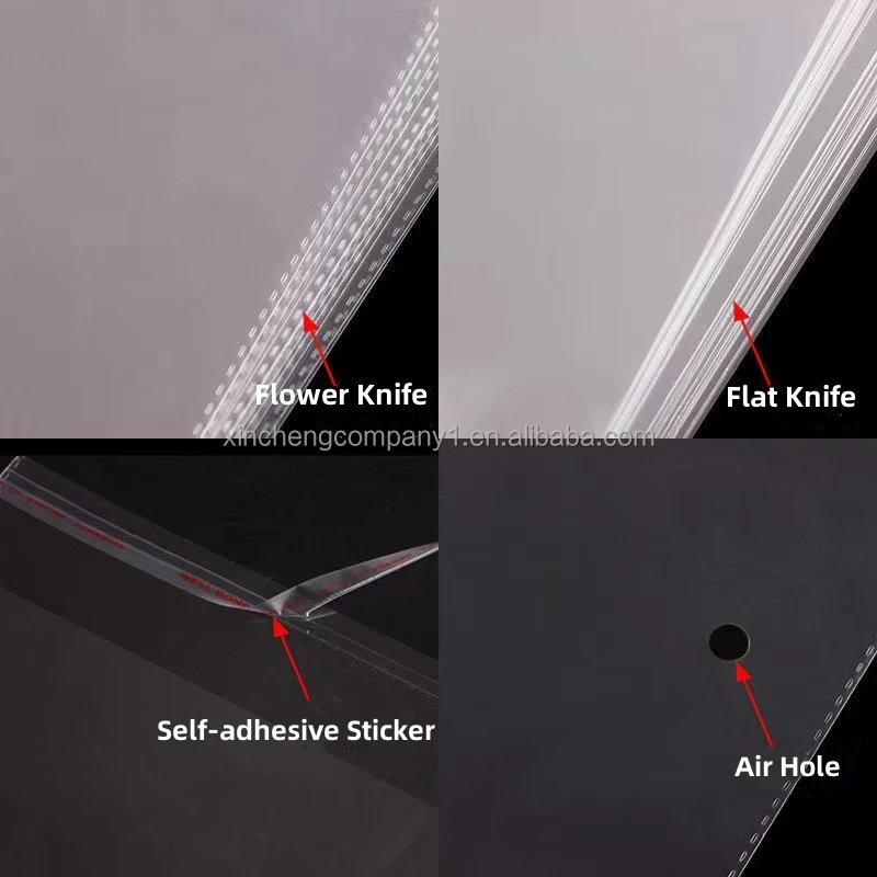 Transparent Cellophane Clear Adhesive Packing Opp Ldpe Plastic Bag For Hair Extensions With Logo