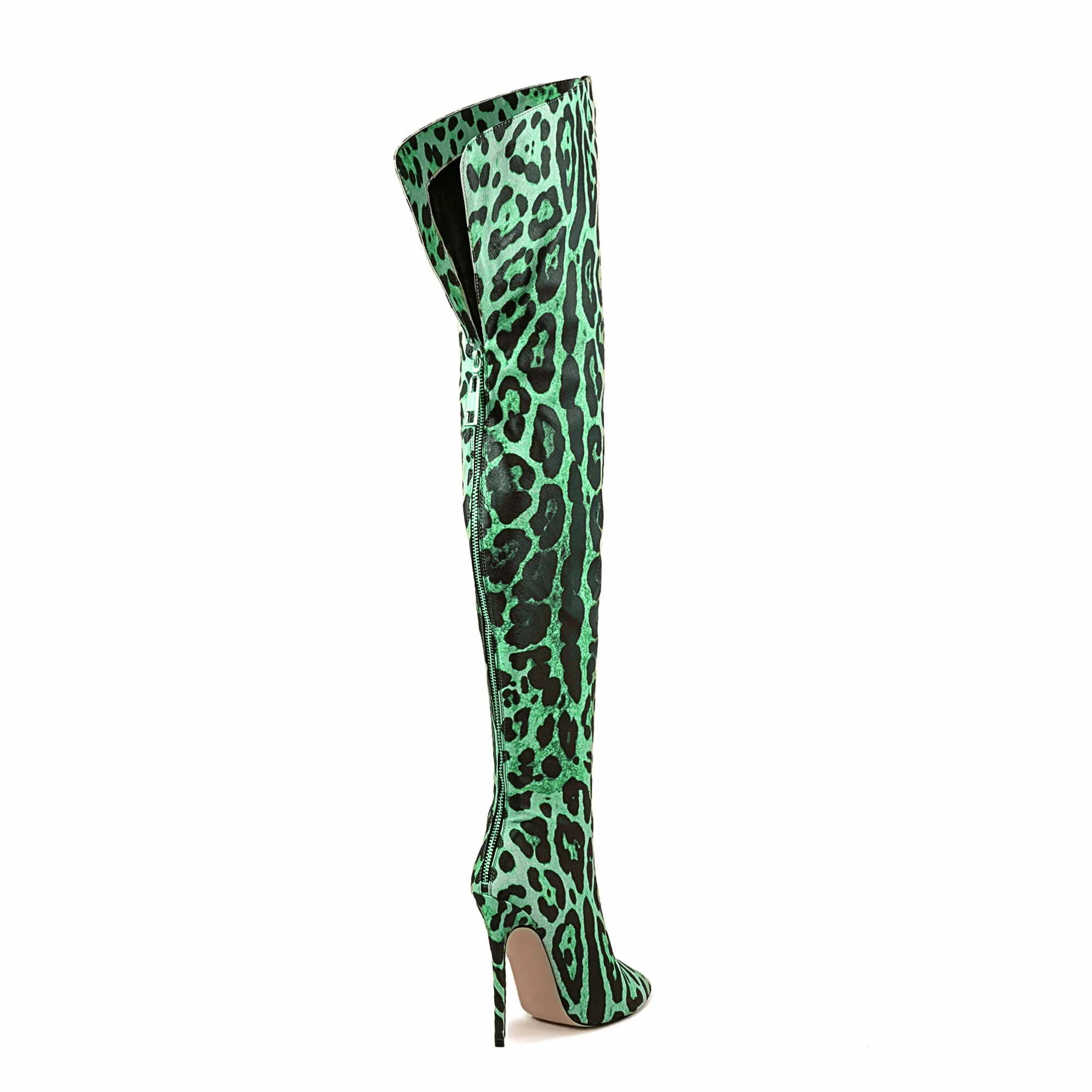 2024 Low Moq Handmade Large Size 47 Leopard PU Over The Knee Winter Boots Sexy Women High Heels Thigh High Boots