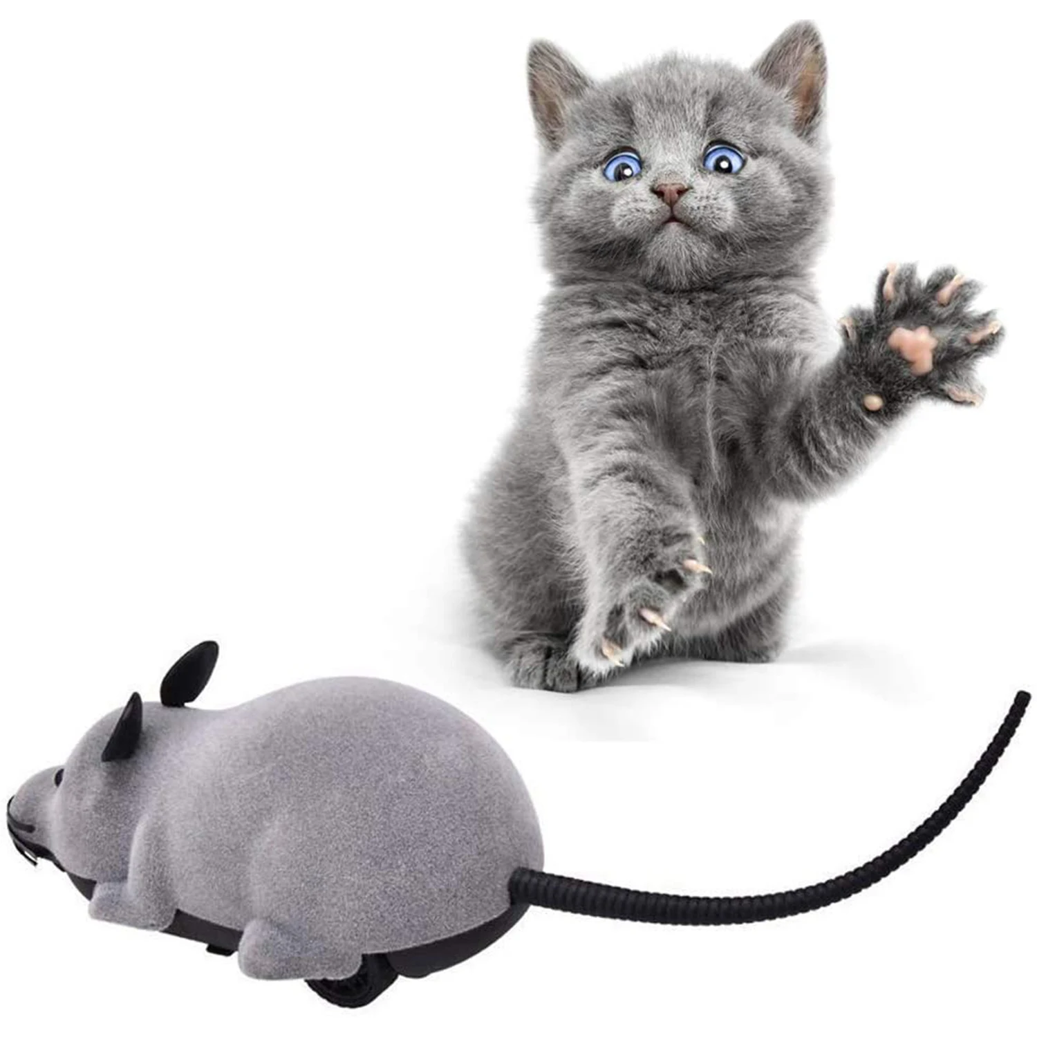 Electronic Remote Control Rat Kids RC Plush Rat Toy (Gray) Interactive Cat Toy