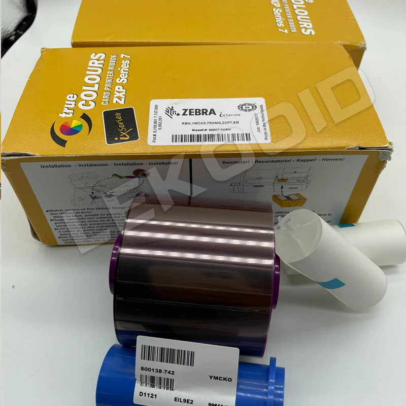Цветная лента Zebra zxp7 800077-742EM - YMCKO 750 принты для серии ZXP 7