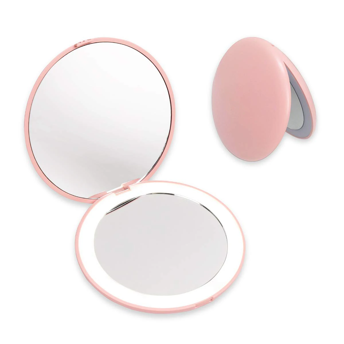 LED Travel Makeup Mirror Light 10X Magnification Handheld Double Sided Portable Folding for Pocket Purse Gift