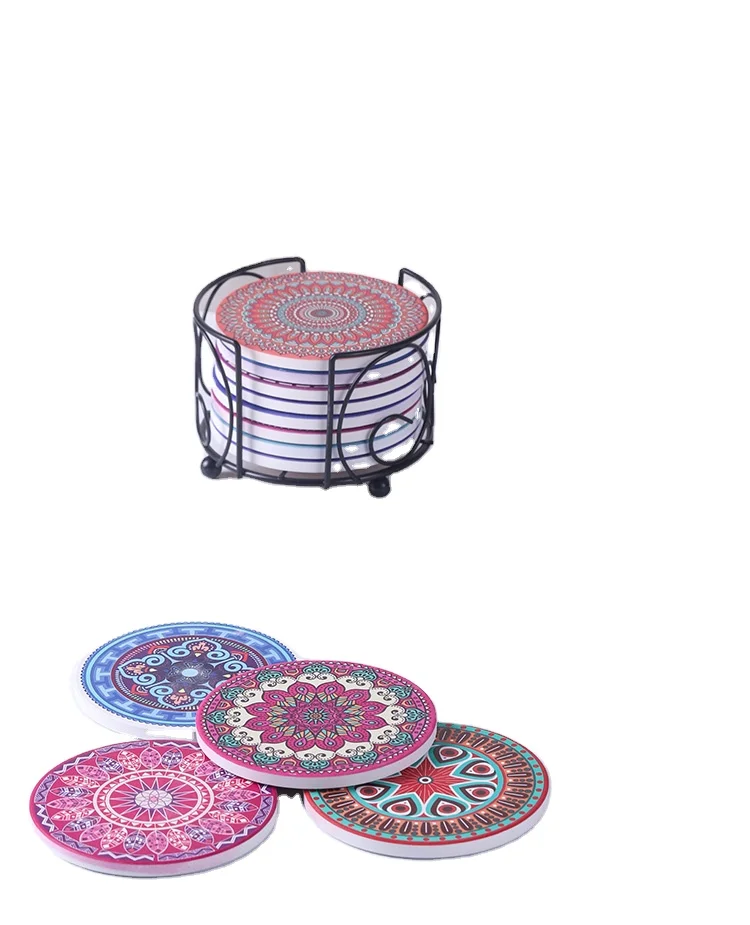 Creative Custom Logo Europe Style Absorbent Ceramic Coaster White Ceramic Coasters