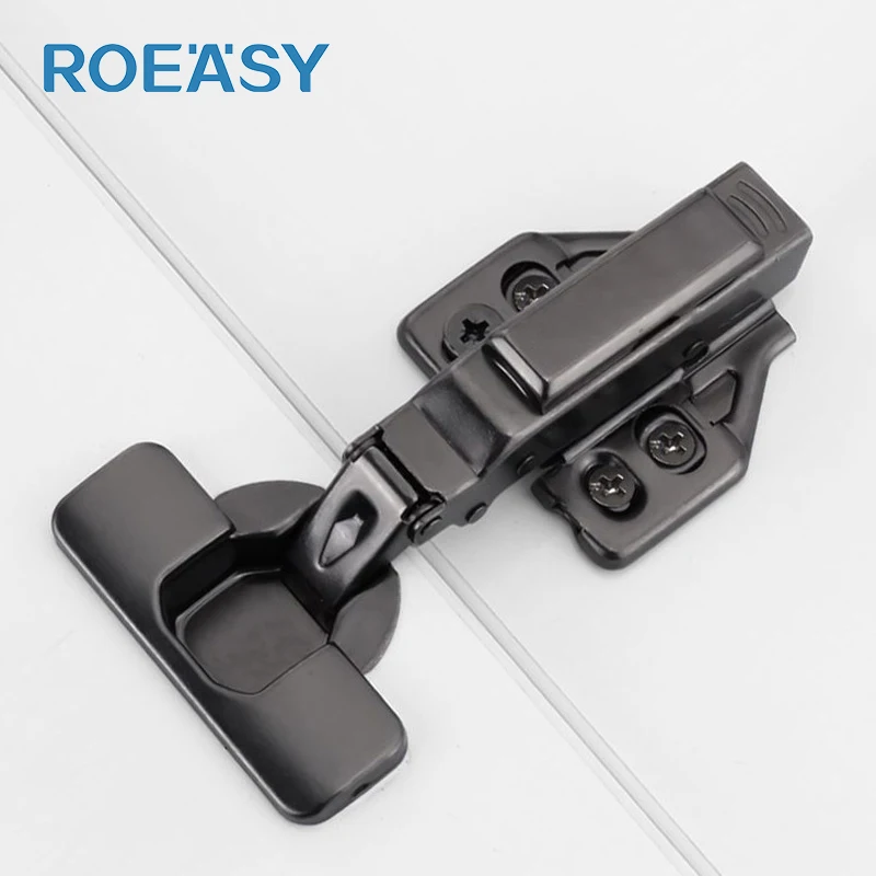ROEASY Black Nickel Hinge for Cabinet Door Soft Close 3D Hydraulic Hinge with Cover for Cupboard Wardrobe Hinge