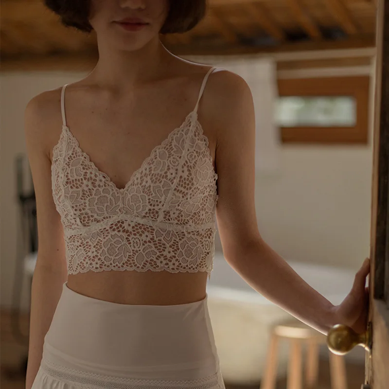 French Ultra-Thin Women Lace Bra Beautiful Back Underwear For Girls Adjustable Straps Bra Triangle Cup Women Wireless Bra