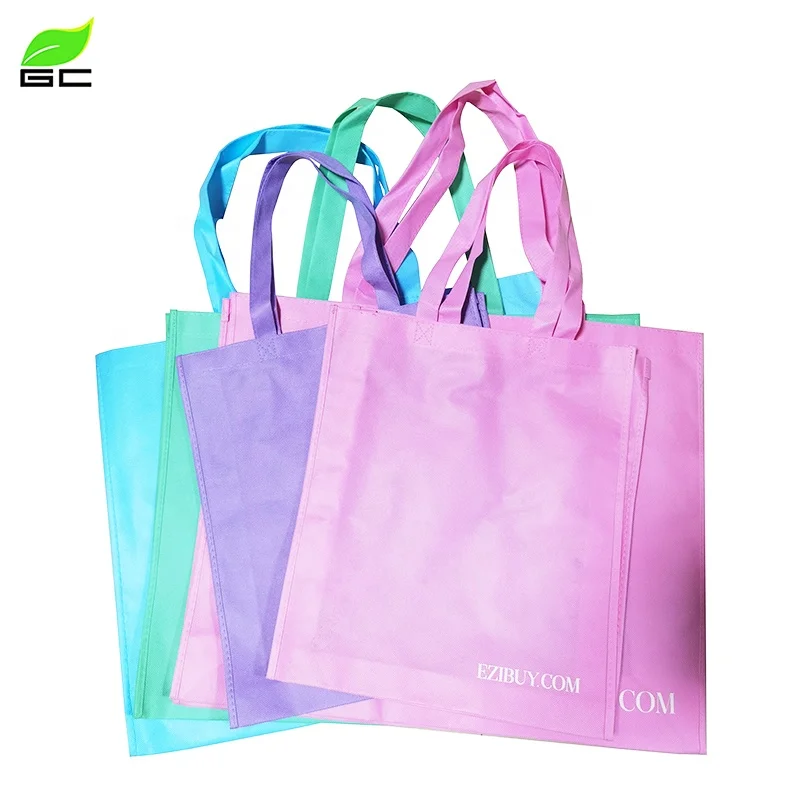Luxury Custom Logo Sewing Non-woven Bag  With Handle Colorful Pink Green Waterproof Tote Bag Packing Shopping