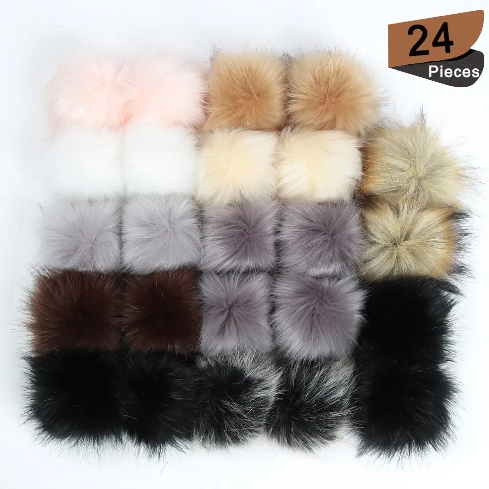 Wholesale soft furry real faux colorful rabbit fox raccoon fur pompom ball for beanie hat toque keyring