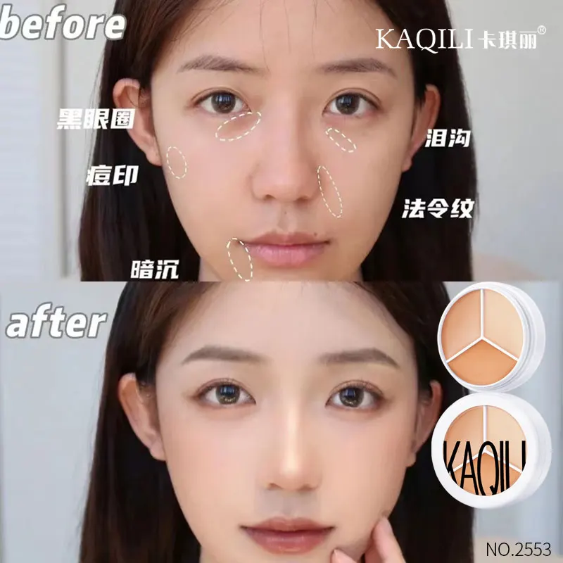 Hot-selling Waterproof 3 Colors Concealer Cream Oil Free Concealer long lasting high definition OEM Concealer Palette
