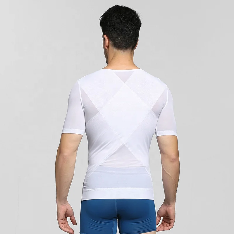 Mens Slimming Body Shaper Shirts Abs Abdomen Compression Shapewear T-Shirt